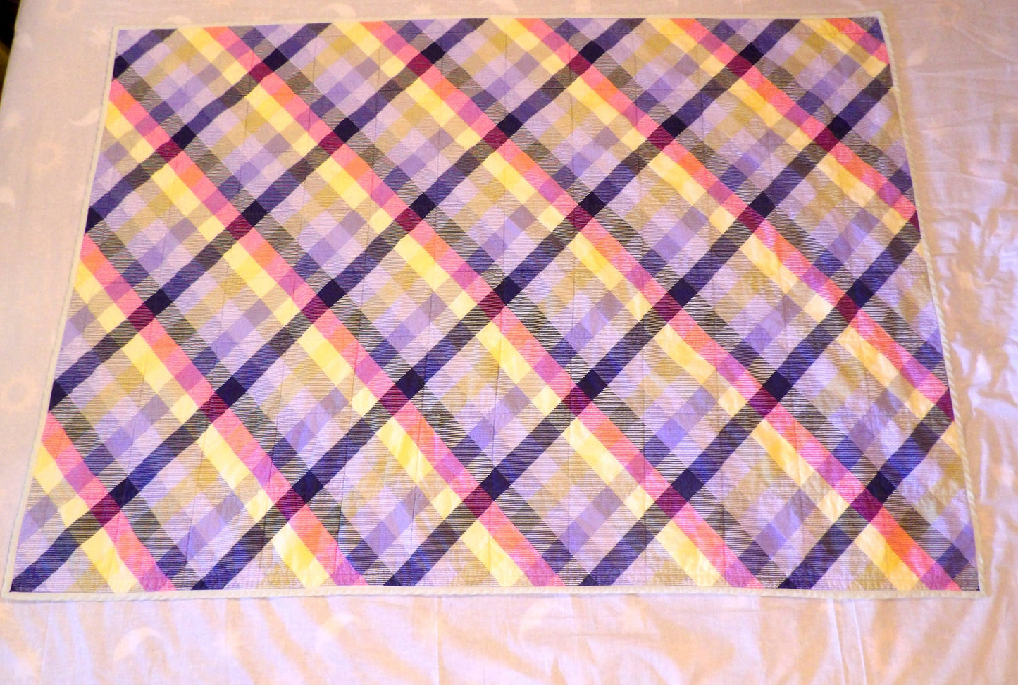 Boho Quilted Throw Blanket - Rustic Purple Plaid Lap Blanket Reversible Flannel | Boho Home Decor | Throw Size Quilt | Handmade Whole Cloth