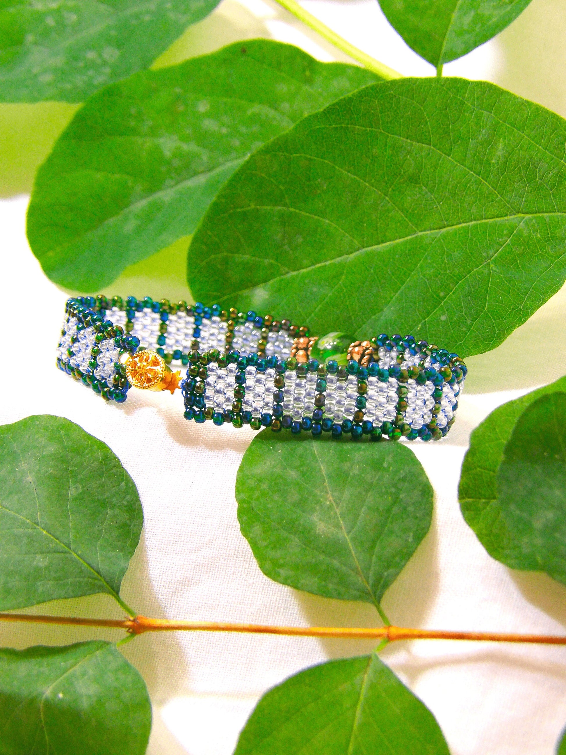Boho Chic Beaded Bracelet | Boho Geometric Cuff Bracelet | Handmade Boho Jewelry | Woven Glass Seed Bead Bracelet | Bohemian Cuff Bracelet
