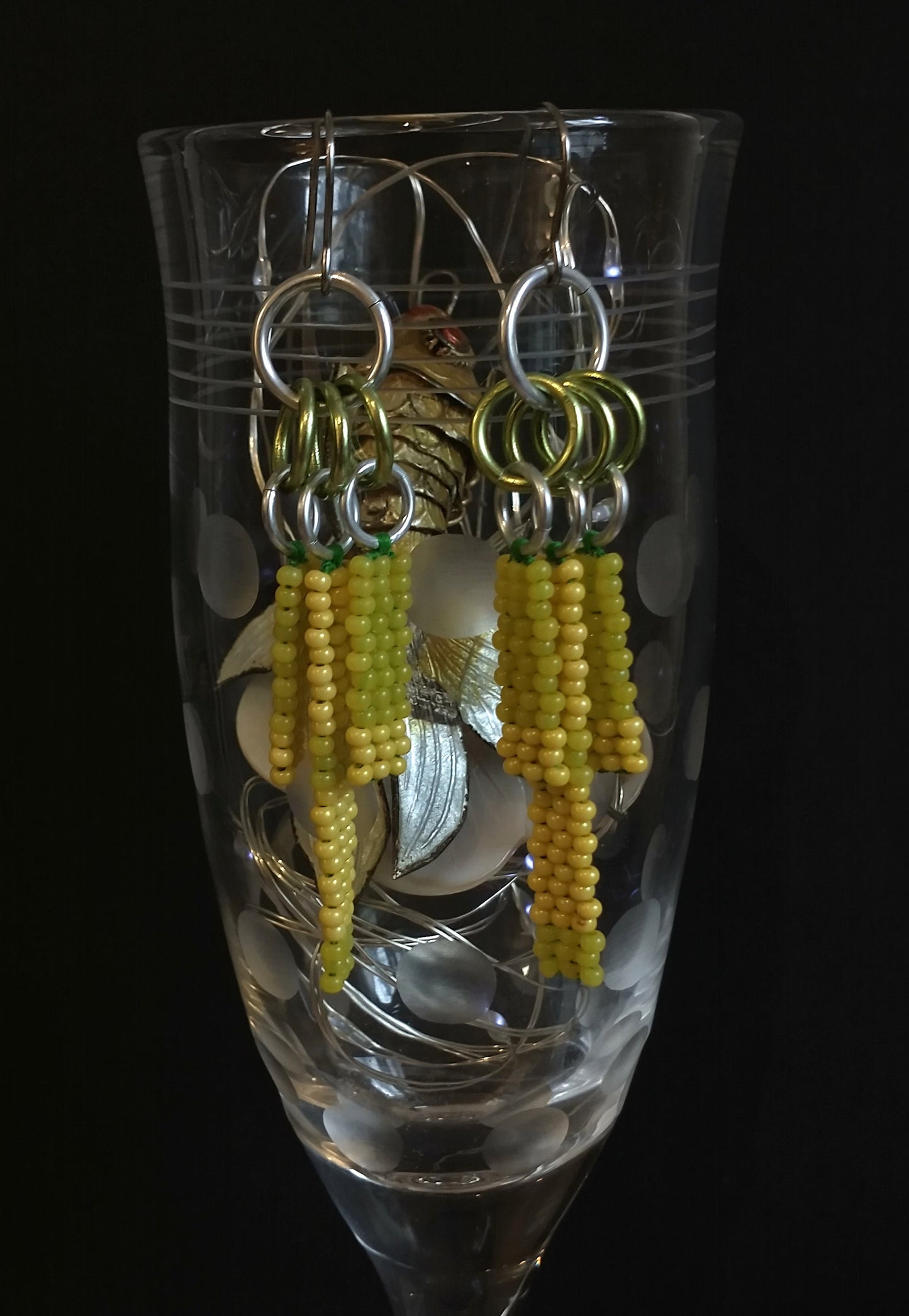 Lemon Yellow Beaded Bar Drop Earrings | Colorful Seed Bead Fringe Dangles | Handwoven Native Beadwork | Bohemian Chic Jewelry | PNW Gift
