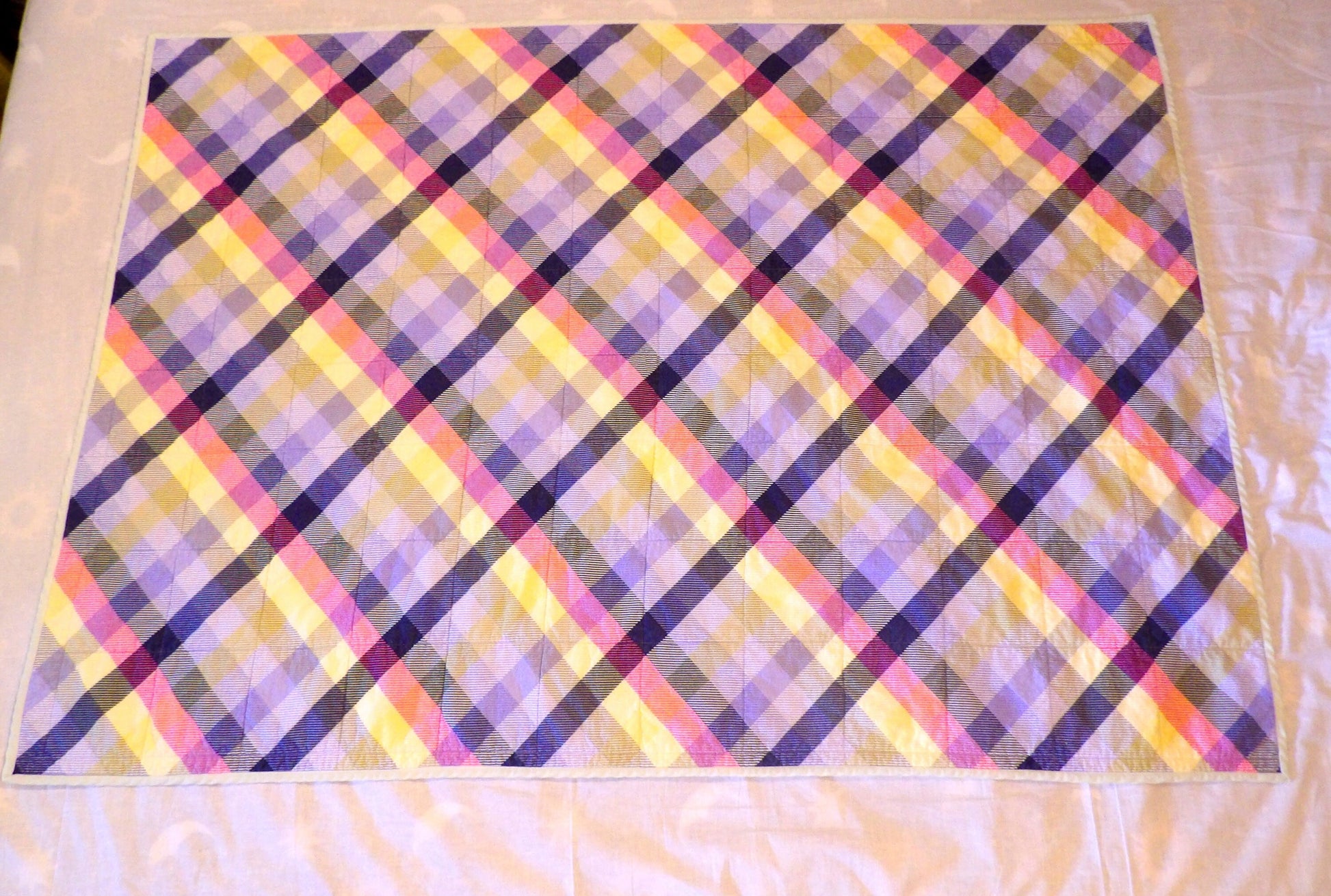 Boho Quilted Throw Blanket - Rustic Purple Plaid Lap Blanket Reversible Flannel | Boho Home Decor | Throw Size Quilt | Handmade Whole Cloth
