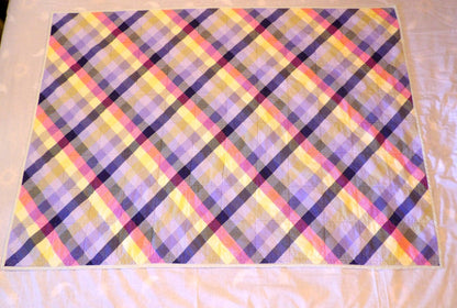 Boho Quilted Throw Blanket - Rustic Purple Plaid Lap Blanket Reversible Flannel | Boho Home Decor | Throw Size Quilt | Handmade Whole Cloth
