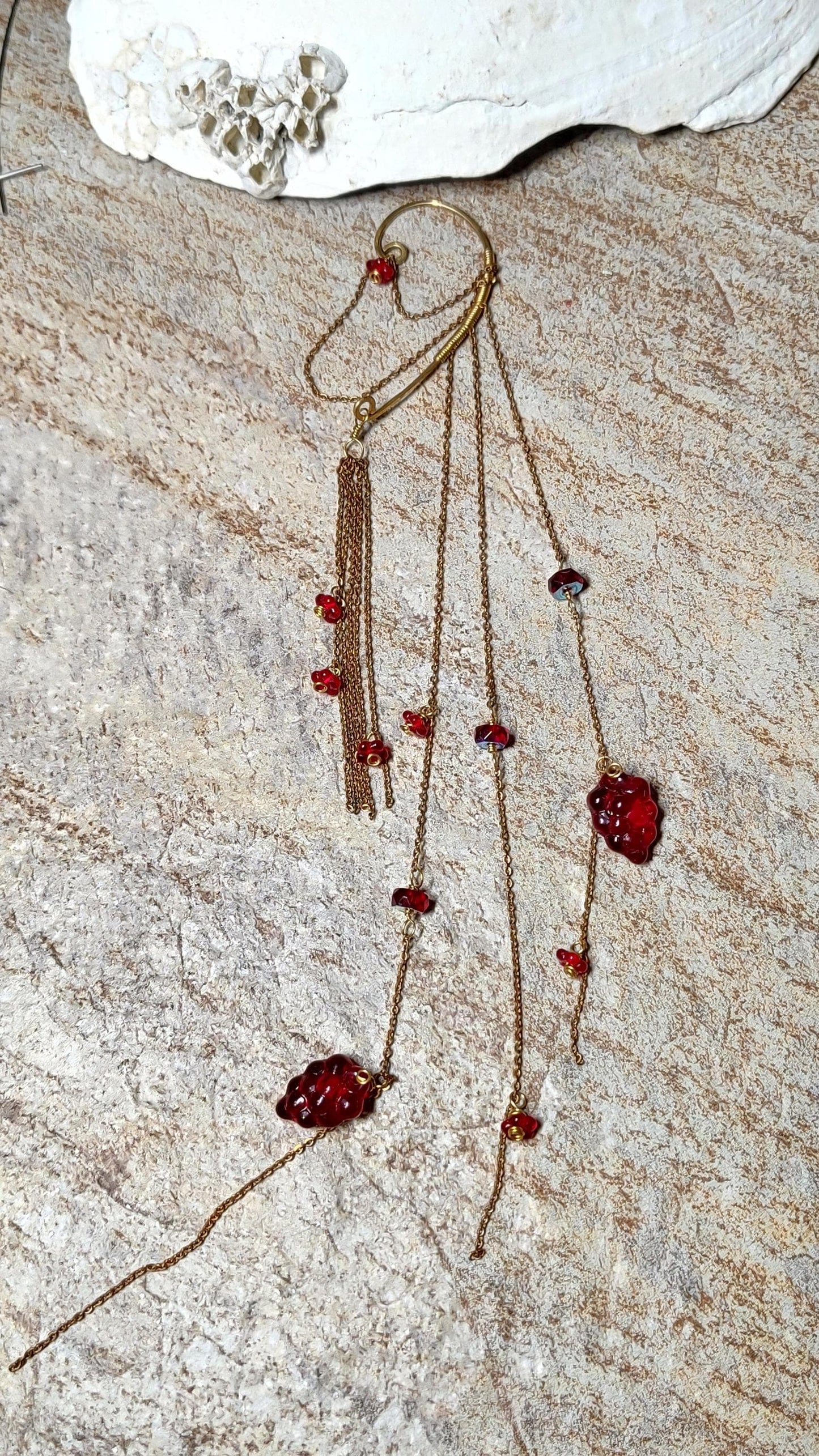 Wrap Around Earring With Czech Glass Grapes | Flower Ear Cuff No Piercing | Boho Goddess | Cottagecore Jewelry | USA Made Earthy Jewelry