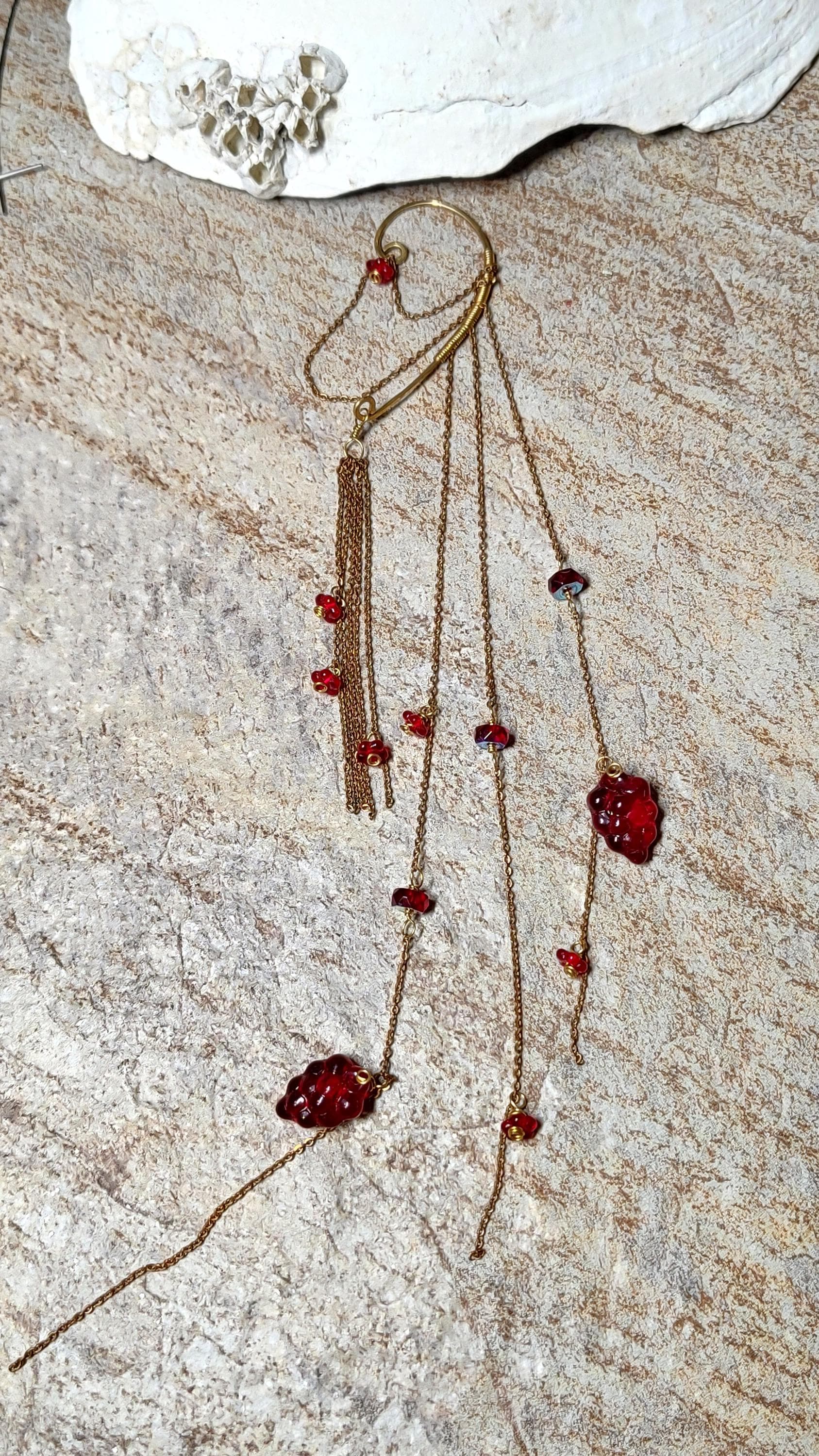 Wrap Around Earring With Czech Glass Grapes | Flower Ear Cuff No Piercing | Boho Goddess | Cottagecore Jewelry | USA Made Earthy Jewelry
