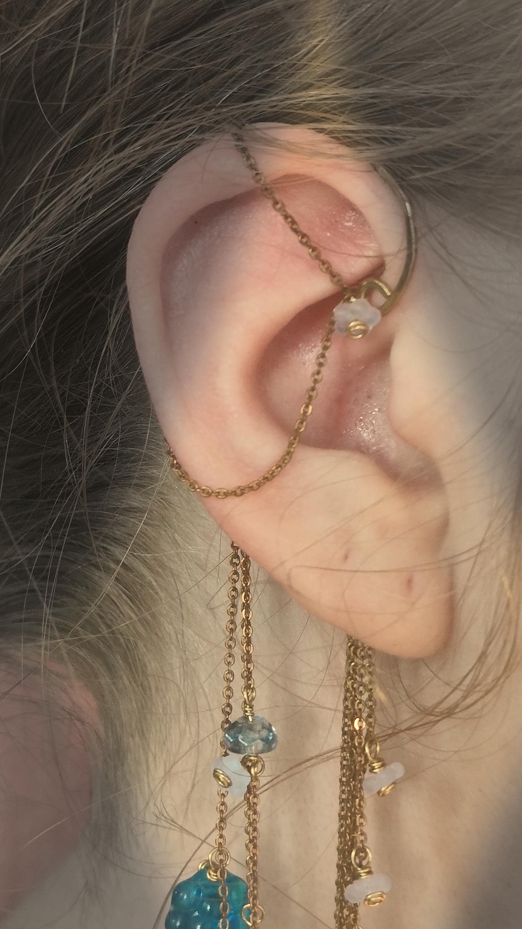 Wrap Around Earring With Czech Glass Grapes | Flower Ear Cuff No Piercing | Boho Goddess | Cottagecore Jewelry | USA Made Earthy Jewelry