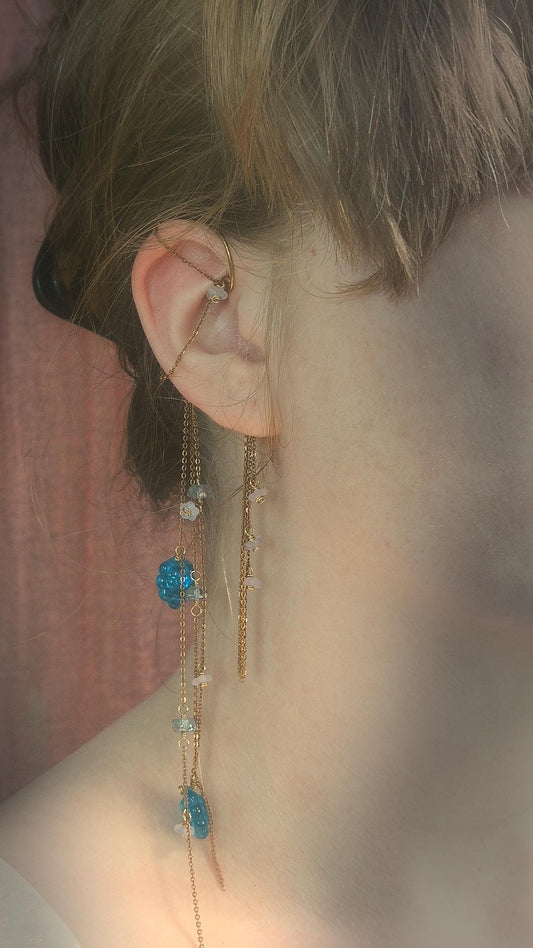 Wrap Around Earring With Czech Glass Grapes | Flower Ear Cuff No Piercing | Boho Goddess | Cottagecore Jewelry | USA Made Earthy Jewelry