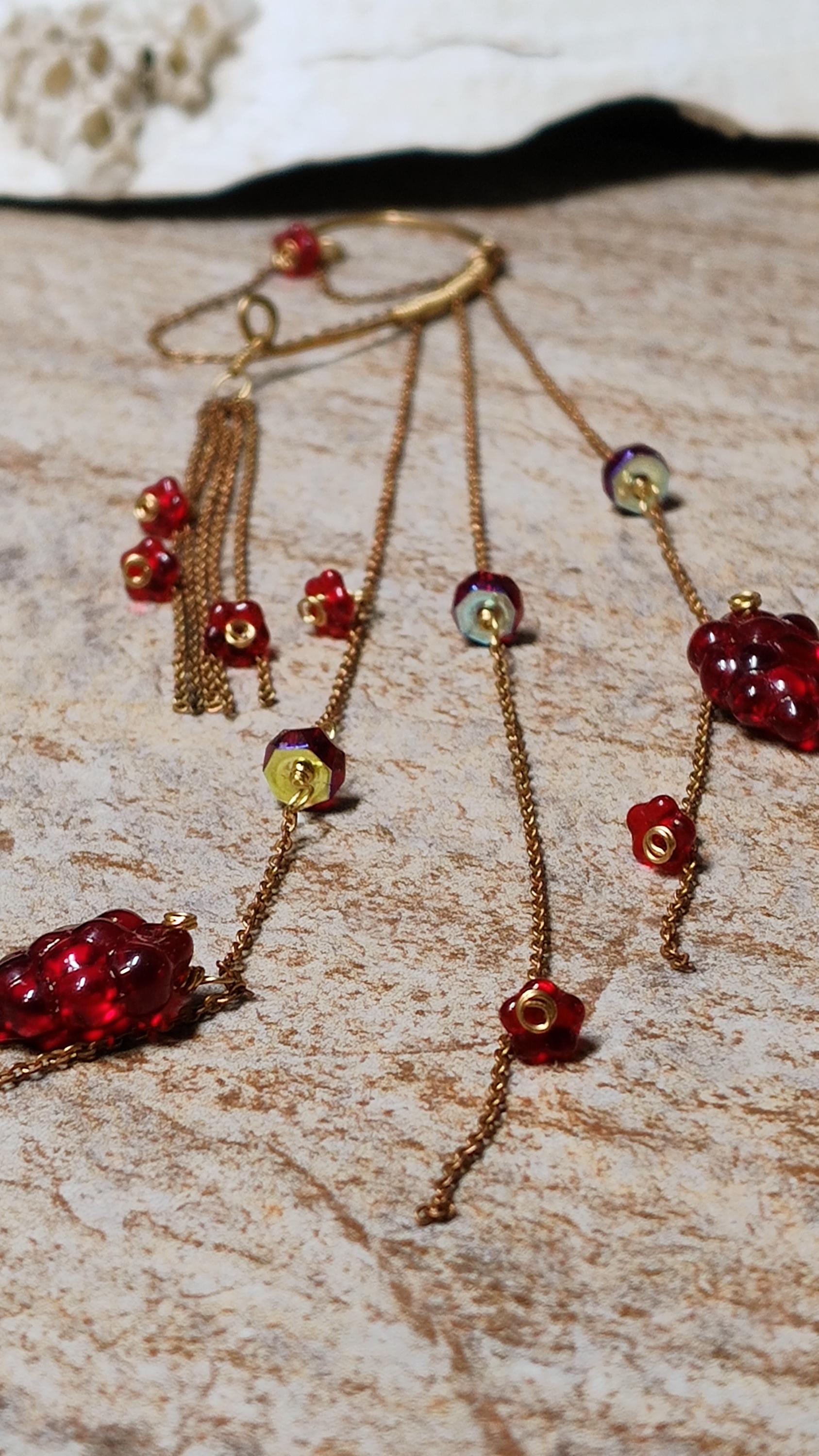 Wrap Around Earring With Czech Glass Grapes | Flower Ear Cuff No Piercing | Boho Goddess | Cottagecore Jewelry | USA Made Earthy Jewelry