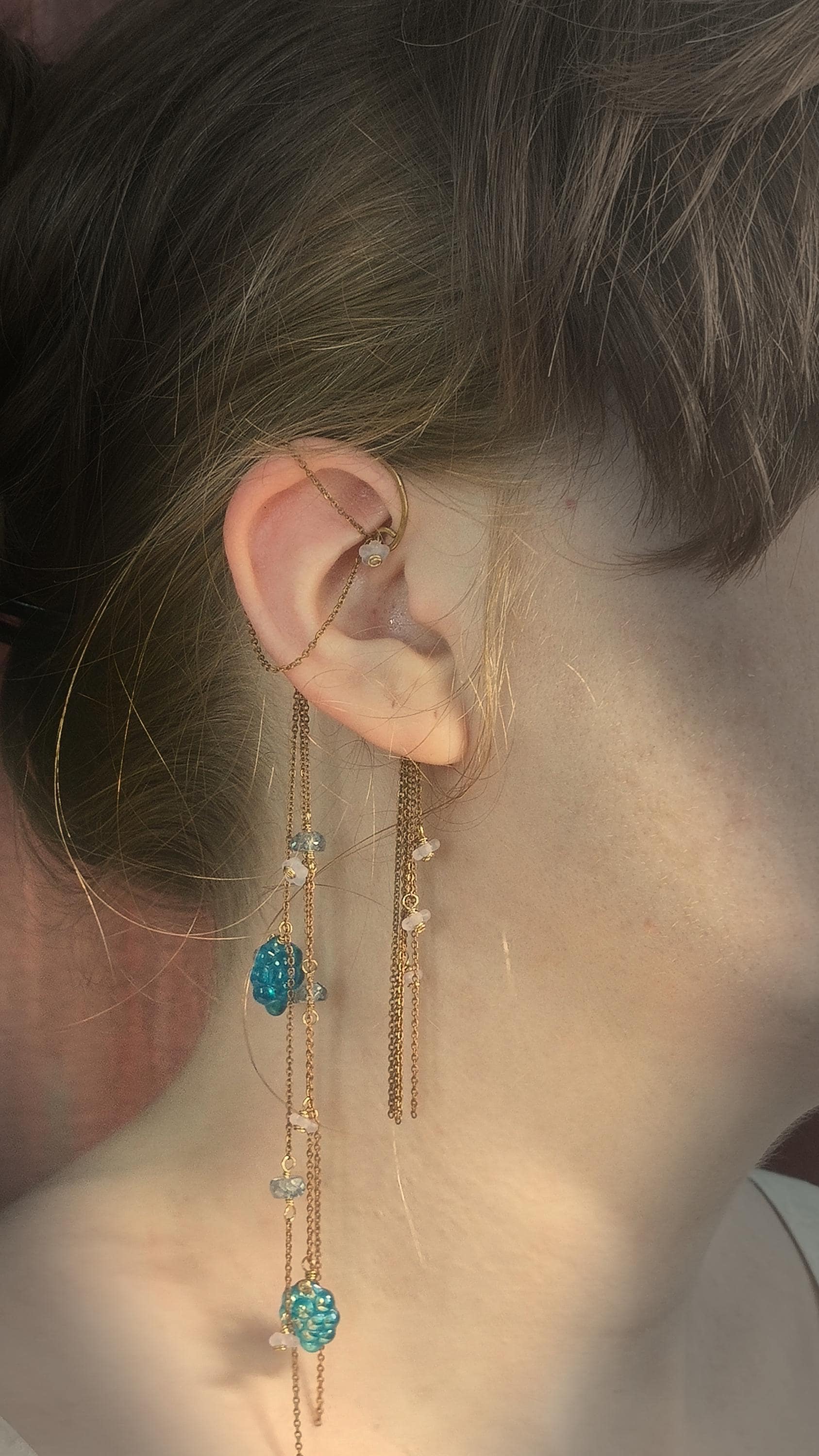 Wrap Around Earring With Czech Glass Grapes | Flower Ear Cuff No Piercing | Boho Goddess | Cottagecore Jewelry | USA Made Earthy Jewelry