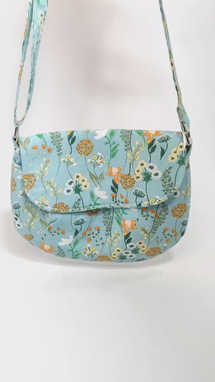 Small Floral Crossbody Purse Handmade in Washington | Cute Fabric Bag with Adjustable Strap | Perfect for Festivals & Day Trips | USA Made