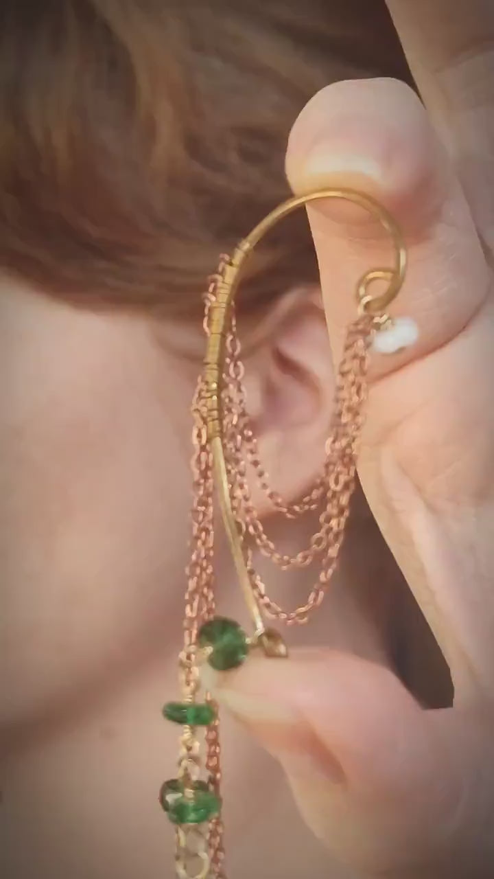 Wrap Around Grape Earring | Floral Ear Cuff No Piercing | Romantic Jewelry | Cottagecore Jewelry | USA Made Earthy Jewelry | Rustic Wedding