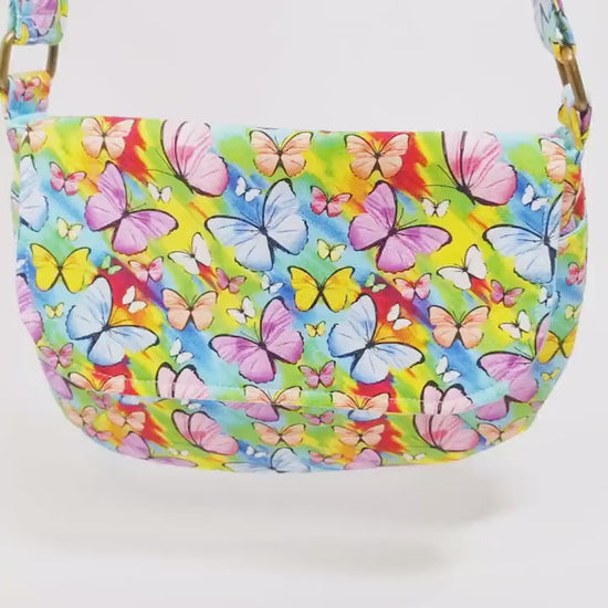 Rainbow Butterfly Crossbody Purse | Colorful Festival Bag | Cute Small Crossbody for Women | Lightweight Travel Purse | Handmade in PNW, USA