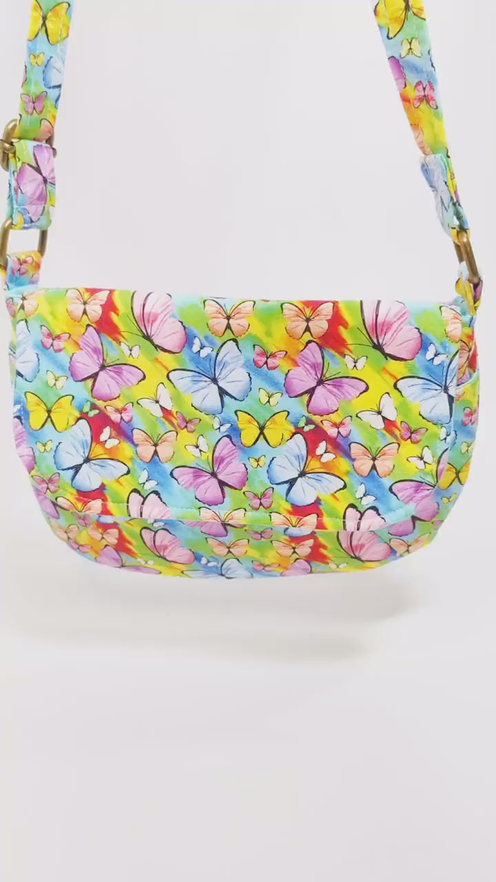 Rainbow Butterfly Crossbody Purse | Colorful Festival Bag | Cute Small Crossbody for Women | Lightweight Travel Purse | Handmade in PNW, USA