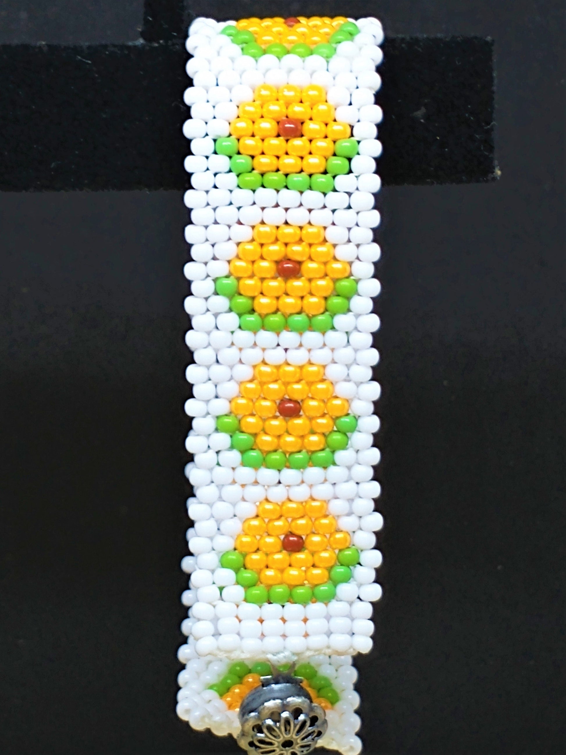 Boho Chic Beaded Bracelet | Flower Boho Cuff Bracelet | Handmade Boho Jewelry | Woven Glass Seed Bead Bracelet | Bohemian Cuff Bracelet
