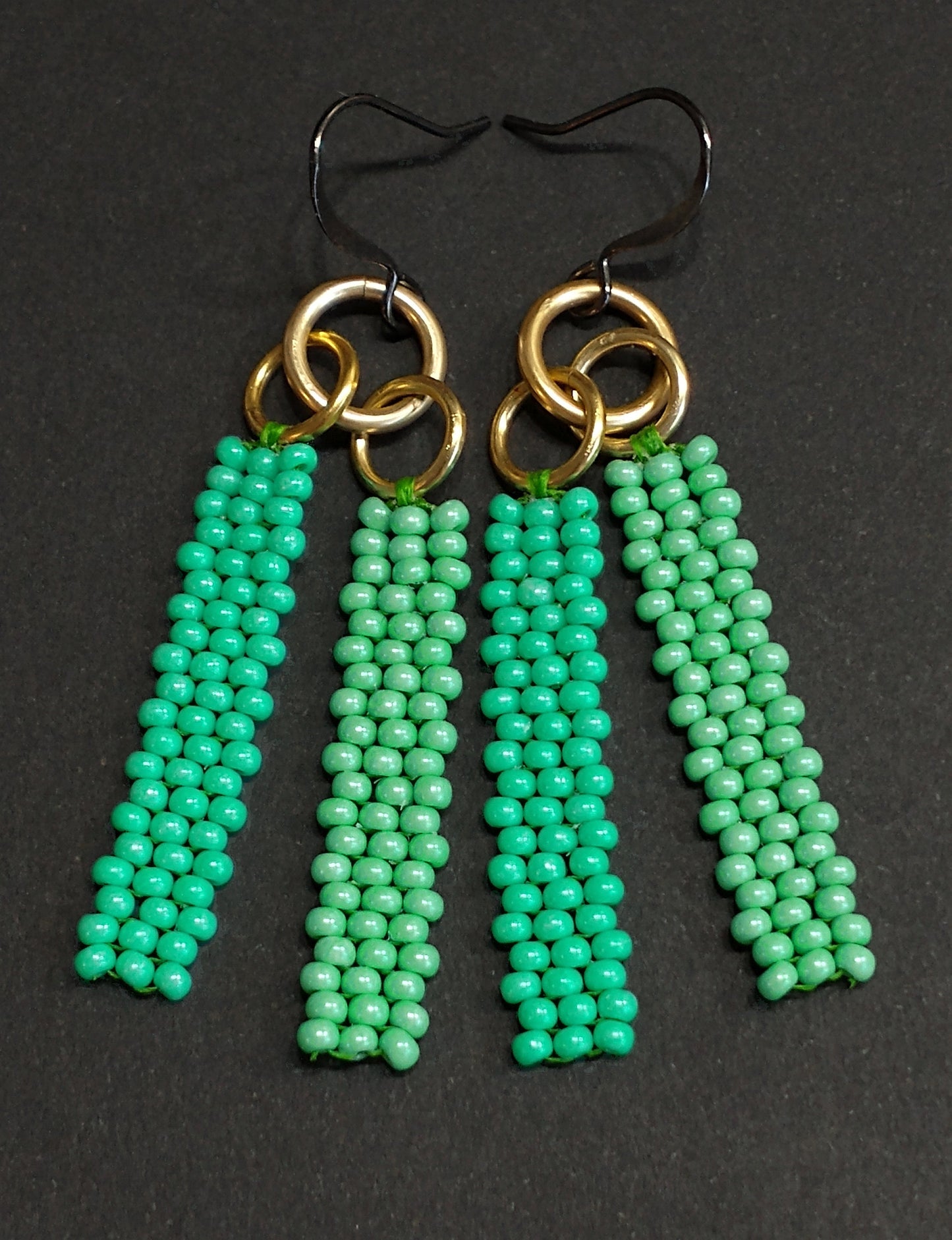 Bar Drop Earrings | Mini Bead Earrings | Minimalist Dangle Earrings | Dainty Green Earrings | Tropical Earrings Beaded | Handwoven Jewelry