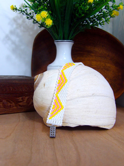 Boho Chic Beaded Bracelet | Boho Triangle Cuff Bracelet Handmade Boho Jewelry | Woven Glass Seed Bead Bracelet | Bohemian Cuff Bracelet