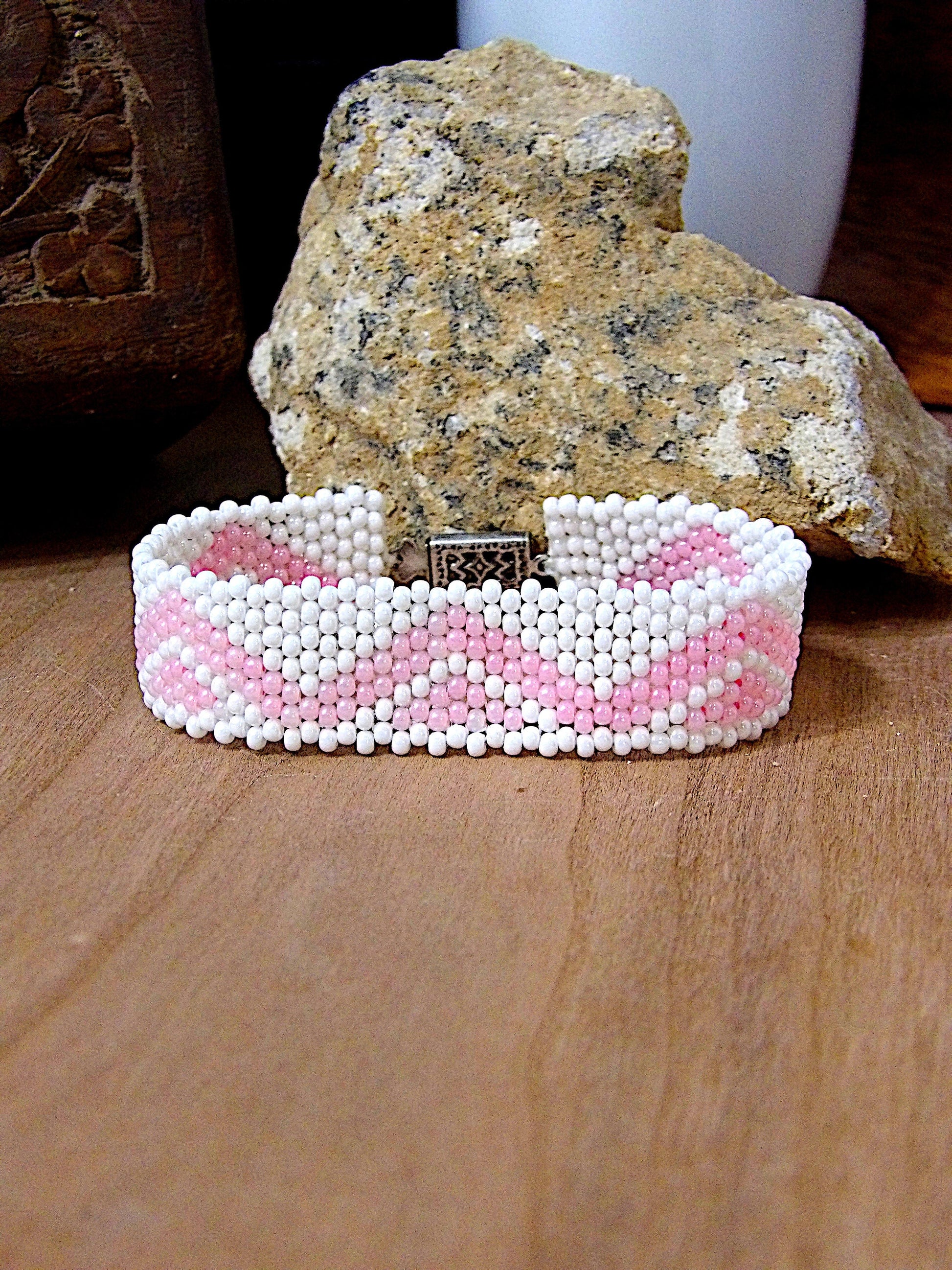 Wide Cuff Triangle Seed Bead Bracelet | 90s Aesthetic | Woven Beadwork | Colorful Boho Bracelet | One Of A Kind Gift | Boutique Jewelry Gift