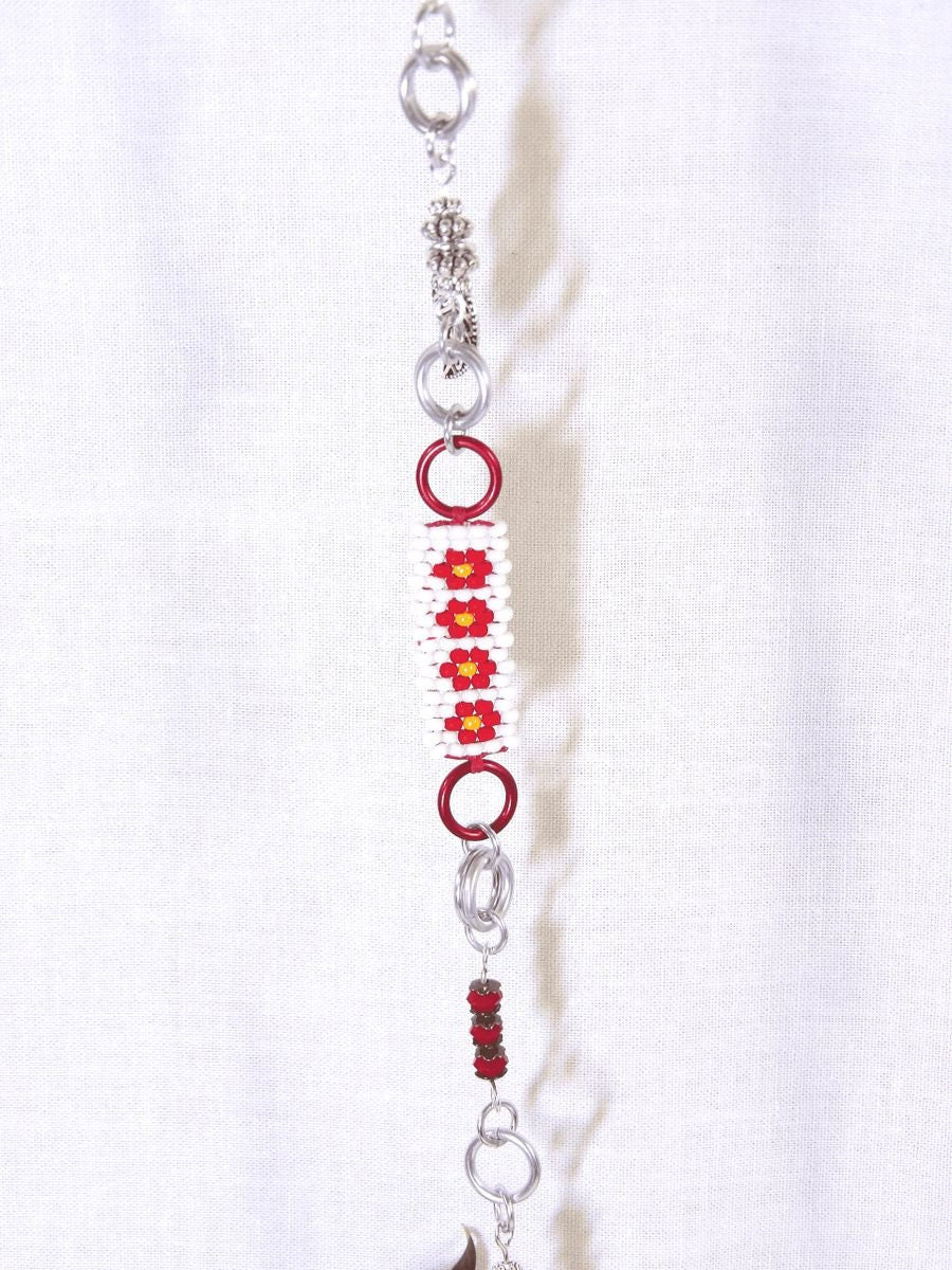 Long Bohemian Necklace & Dangle Earrings Set - Eclectic Beaded Chain | Boho Chic Jewelry | Boho Crystal Earrings | Handmade Jewelry
