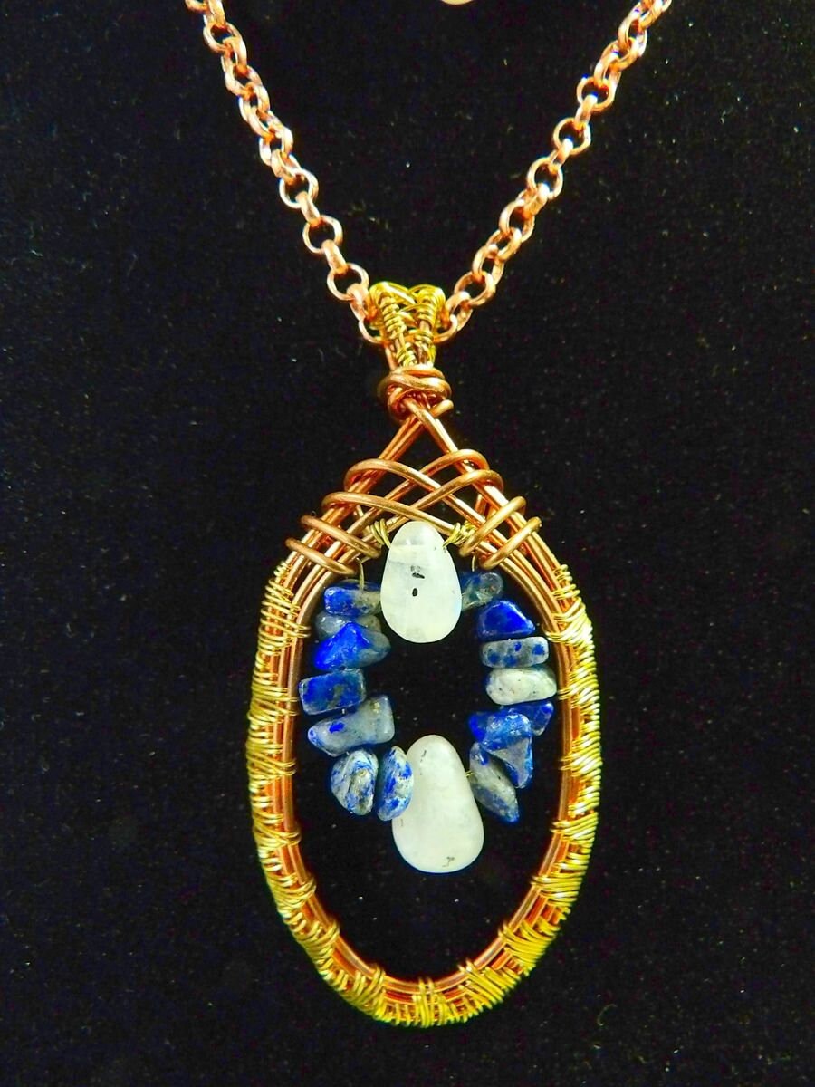 Boho Layered Necklace Set Natural Lapis Lazuli & Moonstone | Set Of 3 Layering Necklaces | Artisan Bohemian Jewelry | One Of A Kind Gift