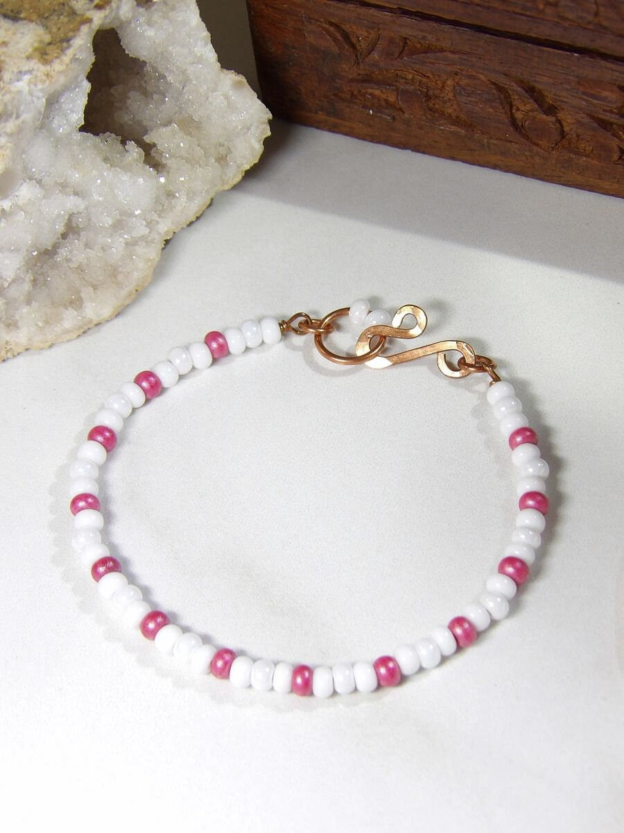 Baroque Pearl Bracelet Set - 5 Layering Beaded Bracelets | Pink Swarovski Stacking Bracelets | Fresh Water Pearls | Boho Aesthetic Jewelry
