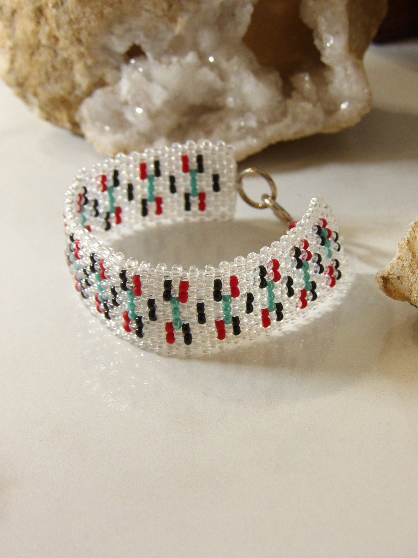 Boho Seed Bead Cuff Bracelet - Southwestern Design | Handmade Bohemian Jewelry | Hippie Jewelry | Handwoven Beadwork Made In USA