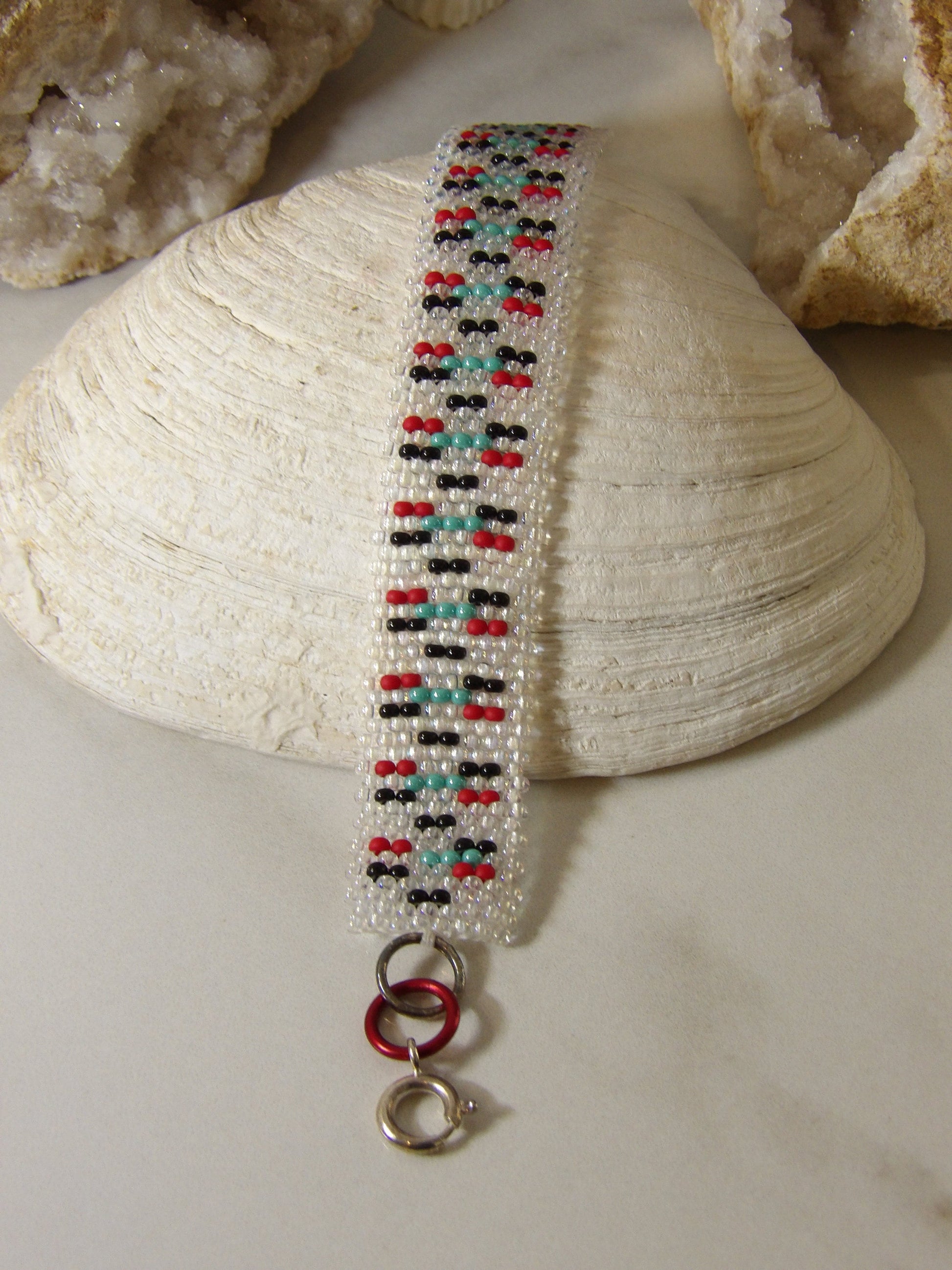 Boho Seed Bead Cuff Bracelet - Southwestern Design | Handmade Bohemian Jewelry | Hippie Jewelry | Handwoven Beadwork Made In USA