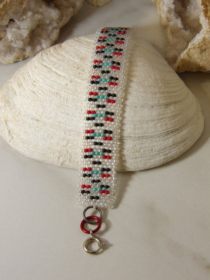 Boho Seed Bead Cuff Bracelet - Southwestern Design | Handmade Bohemian Jewelry | Hippie Jewelry | Handwoven Beadwork Made In USA