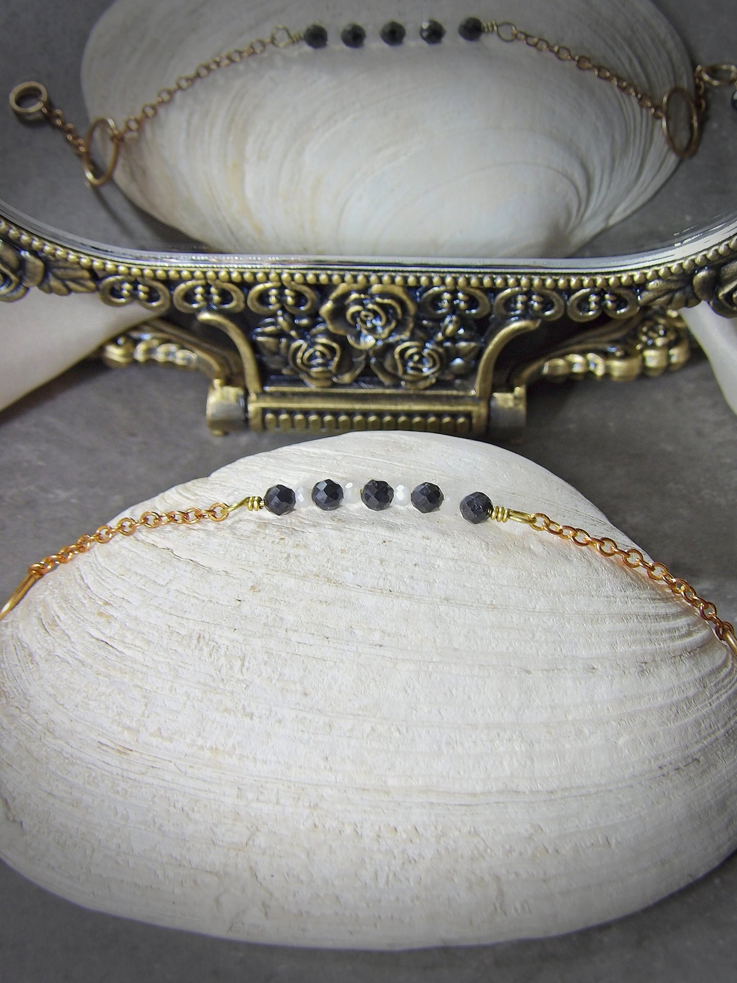 Natural Burma Sapphire & Moonstone Bracelet | Gemstone Bar Bracelet | September Birthday | Handmade Artisan Gift For Her | Boho Jewelry