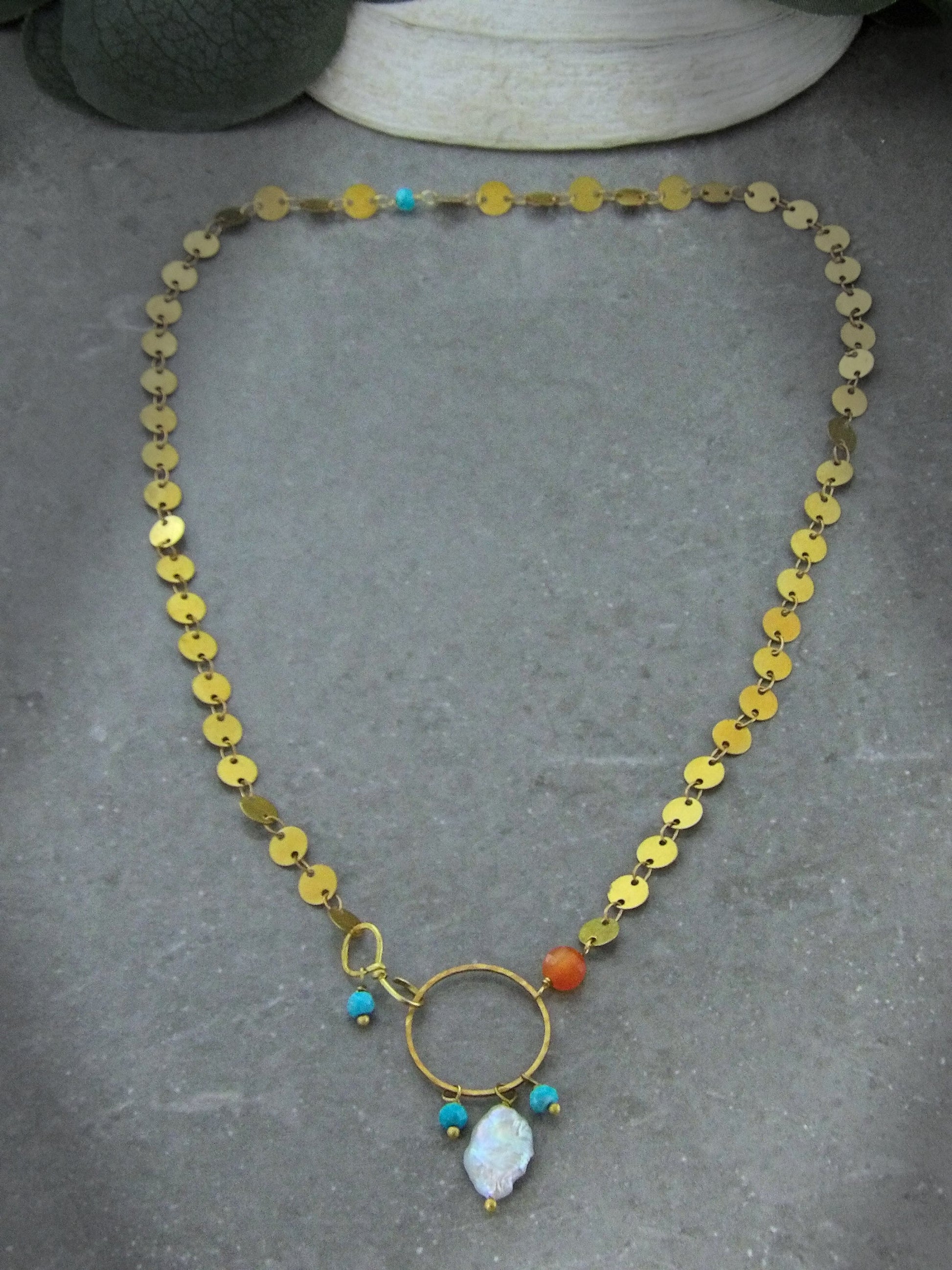 convertible keshi pearl necklace. baroque pearl y necklace. genuine turquoise y necklace. lariat necklace. intentional jewelry. carnelian necklace. bohemian jewelry. sustainable fashion.