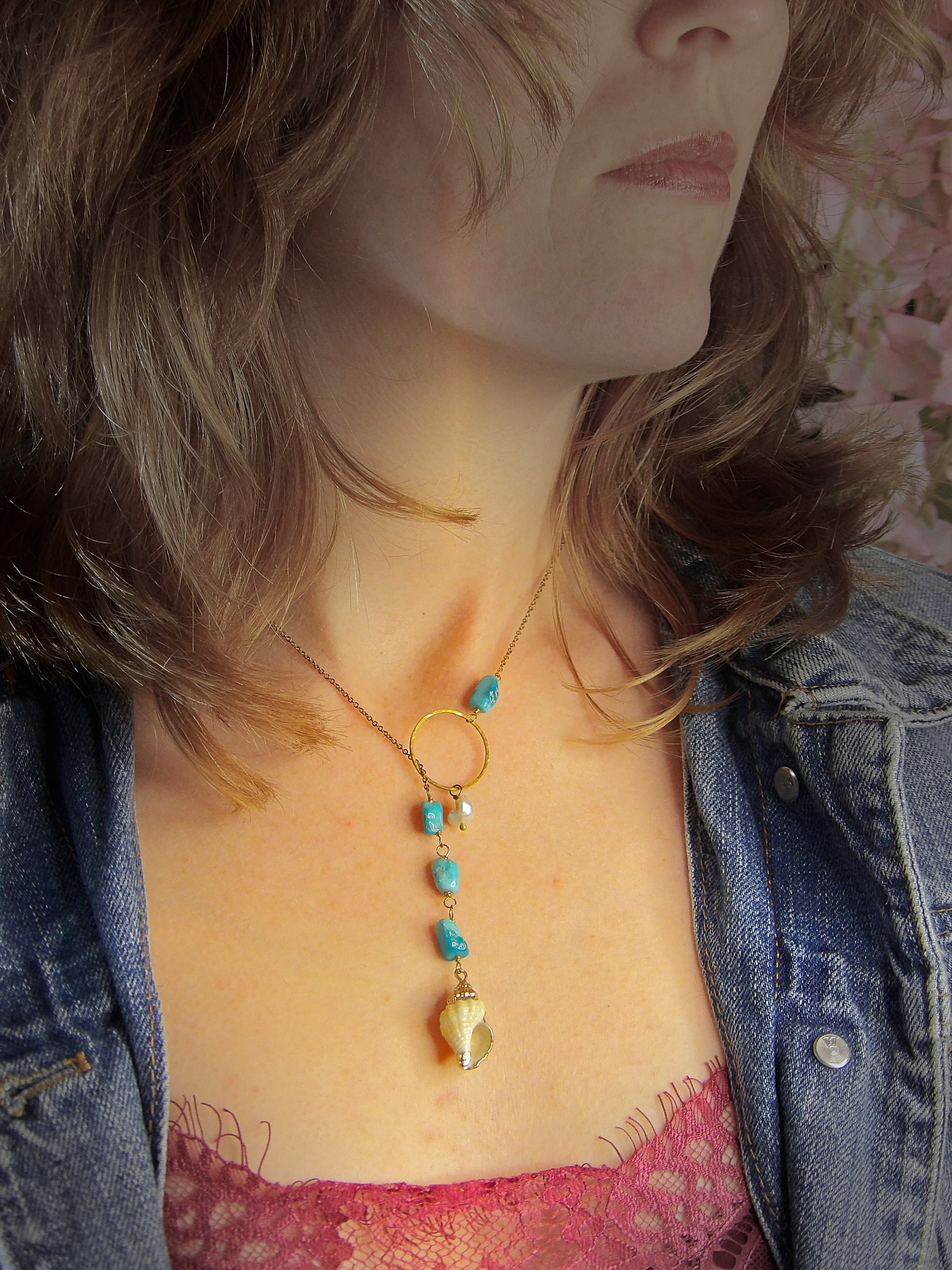 Lariat Keshi Pearl Necklace | Genuine Turquoise Y Necklace | Ethical Bohemian Jewelry | Sustainable Fashion | Artisan Intentional Jewelry