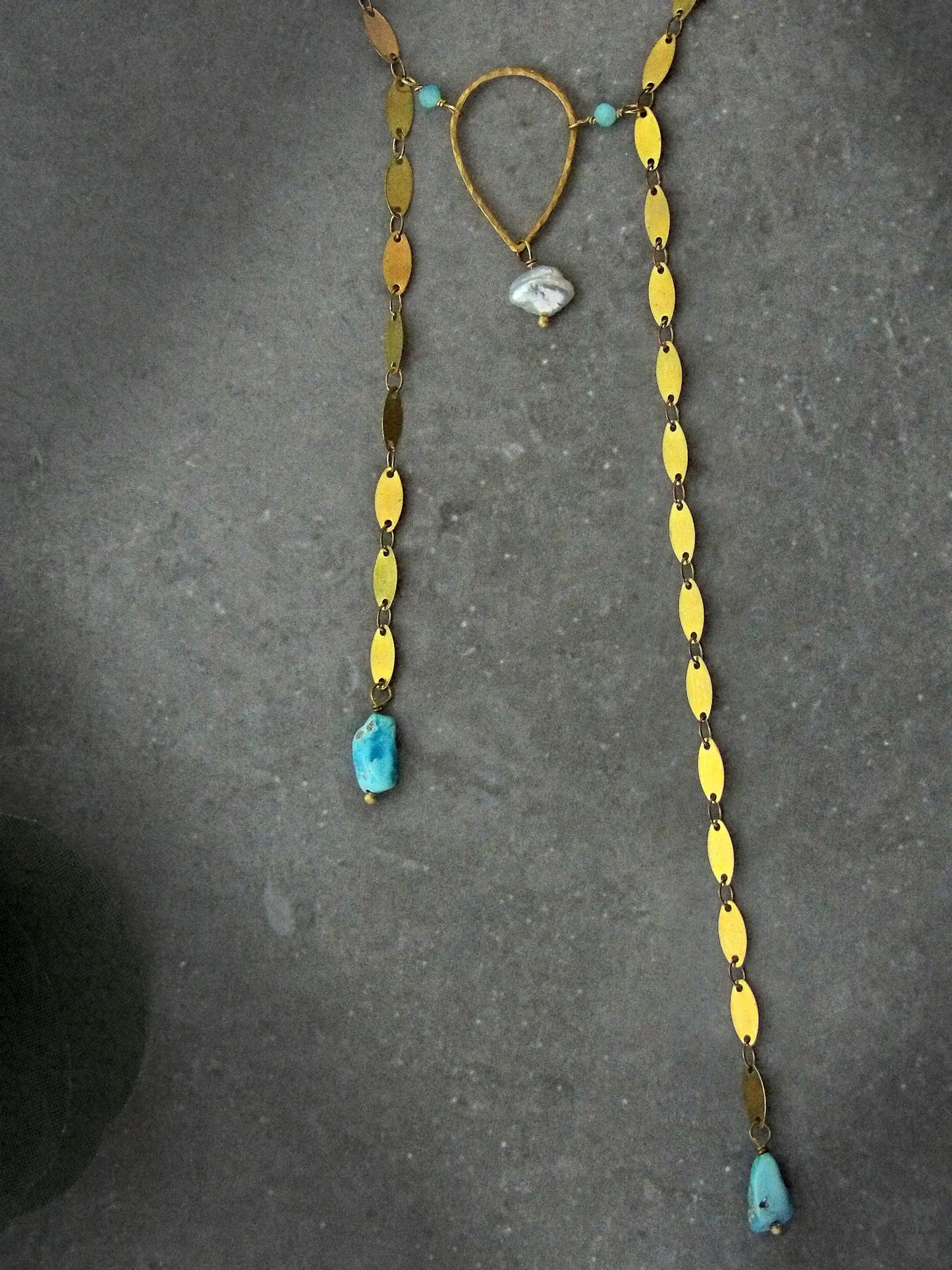 Single Pearl Bolo Necklace With Genuine Arizona Turquoise | Ethical Bohemian Jewelry | Sustainable Fashion | Western Layering Necklace