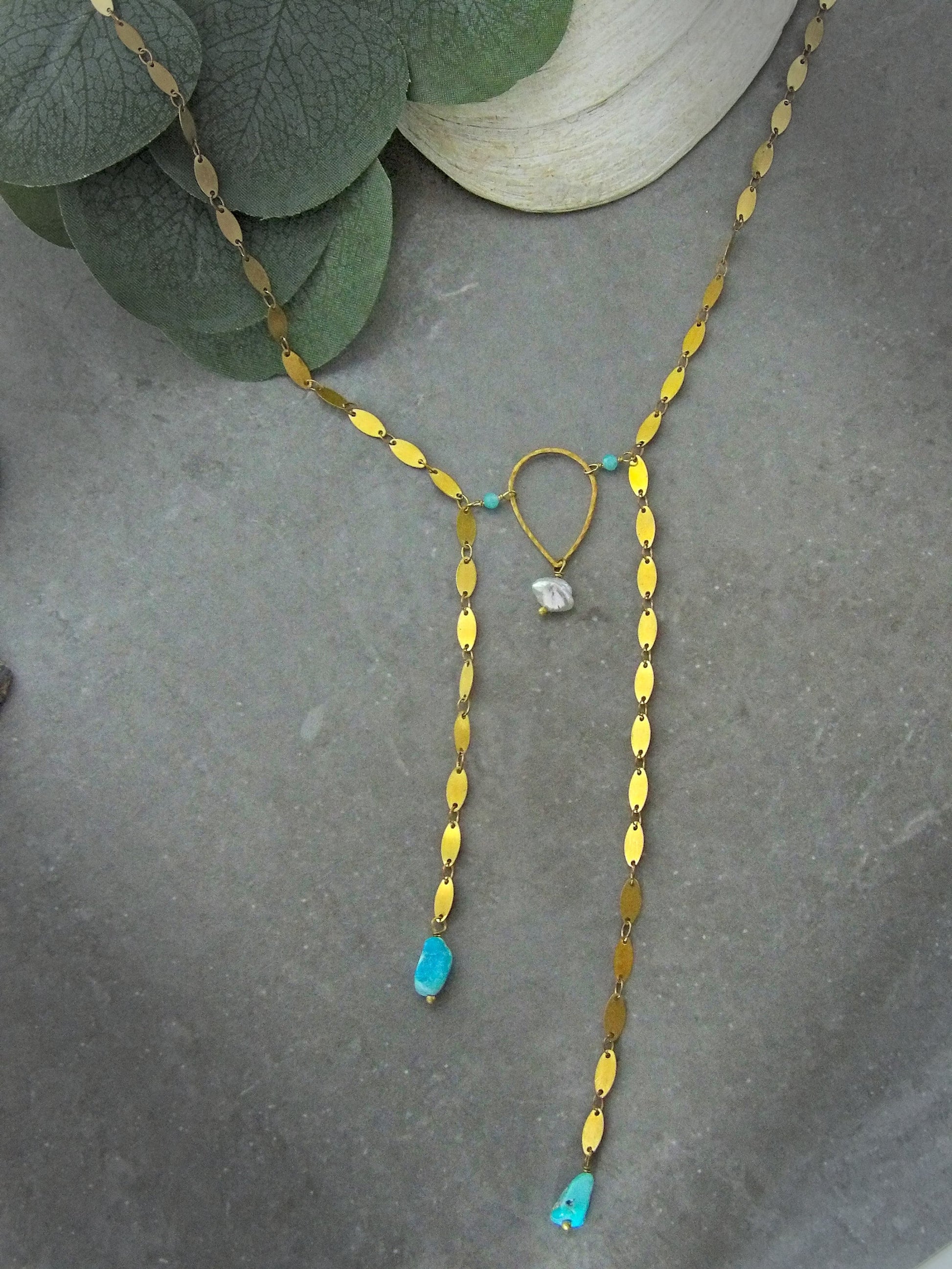Single Pearl Bolo Necklace With Genuine Arizona Turquoise | Ethical Bohemian Jewelry | Sustainable Fashion | Western Layering Necklace