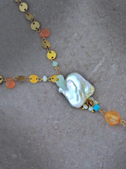 y necklace pearl. turquoise lariat necklace . natural gemstones. ethical fashion. y necklace beaded. chunky y necklace. y necklace with pendant.