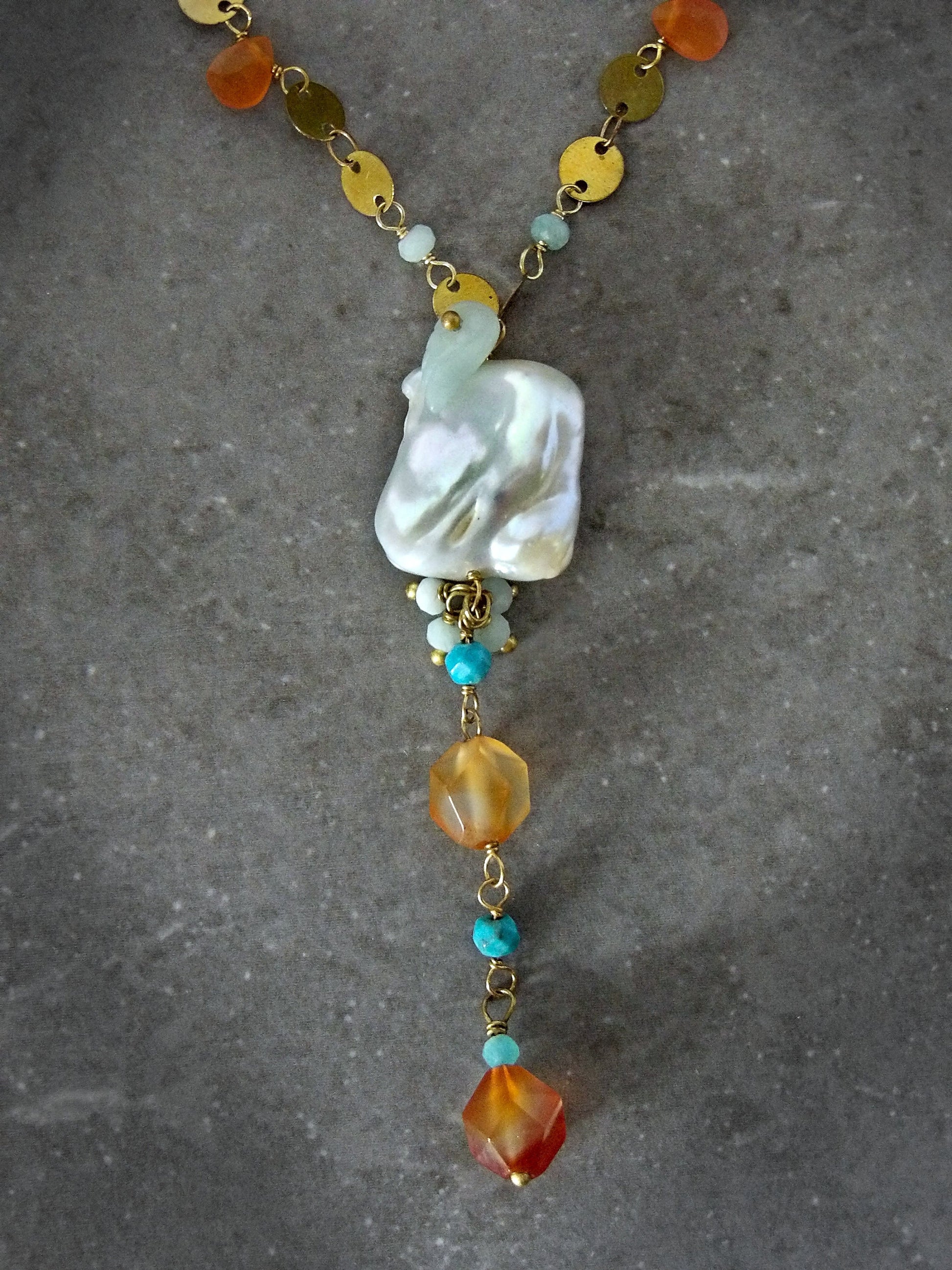 y necklace pearl. turquoise lariat necklace . natural gemstones. ethical fashion. y necklace beaded. chunky y necklace. y necklace with pendant.