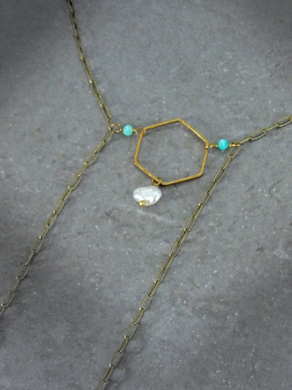single pearl paperclip necklace bolo necklace genuine turquoise necklace symbolic jewelry bohemian jewelry